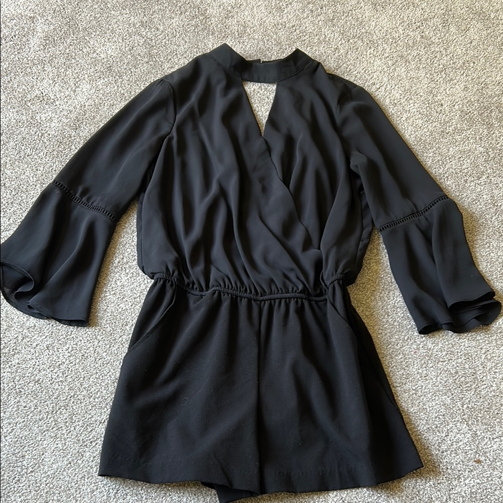 Elegant Black Long Sleeve Romper